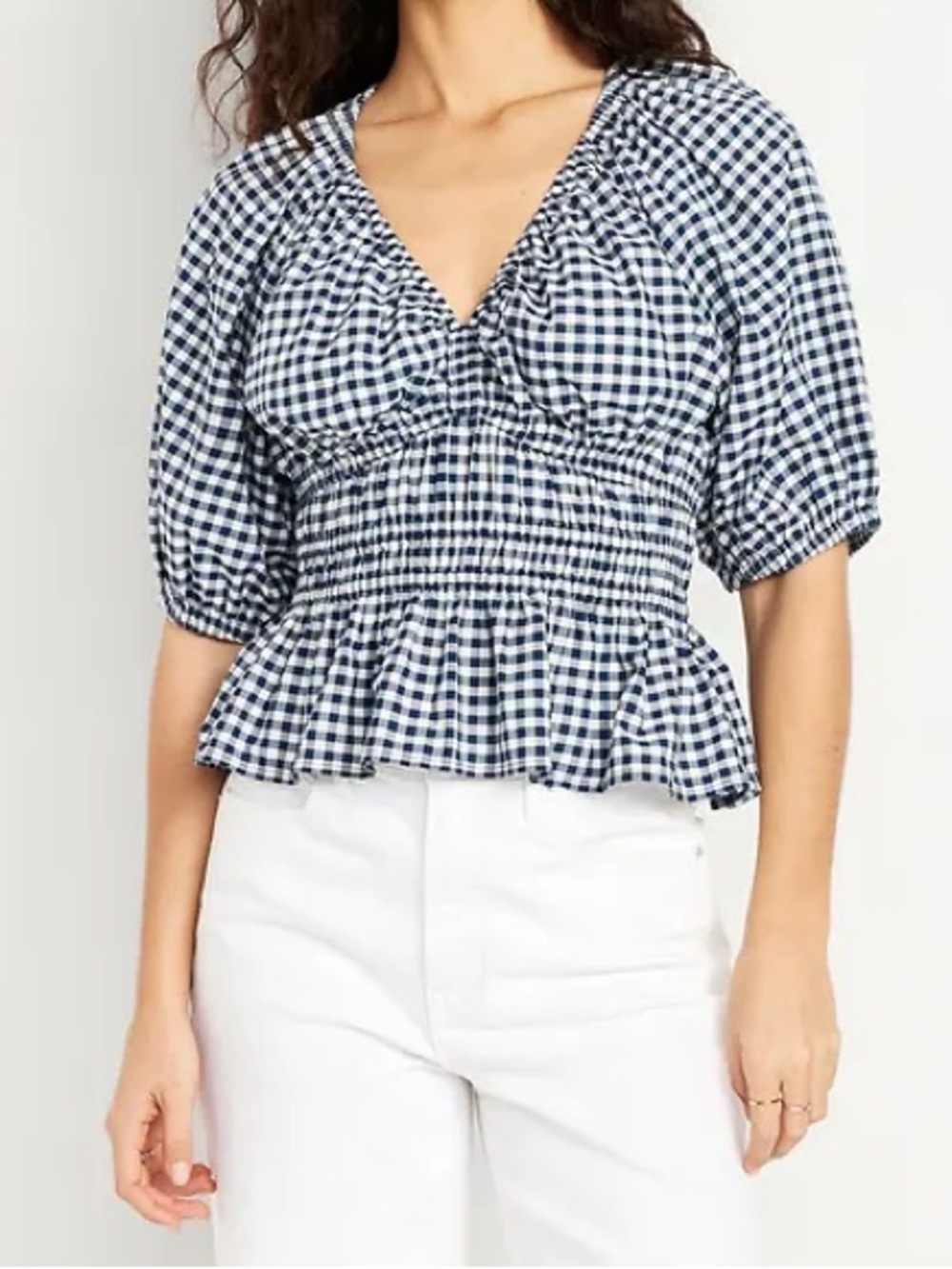 Smocked Gingham Top